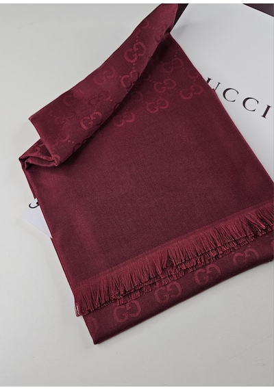Miorel Scarfs İnce Kumaş G Desen Pamuklu Şal Yün İpek Şal 4 Mevsim Çift Taraflı Bordo