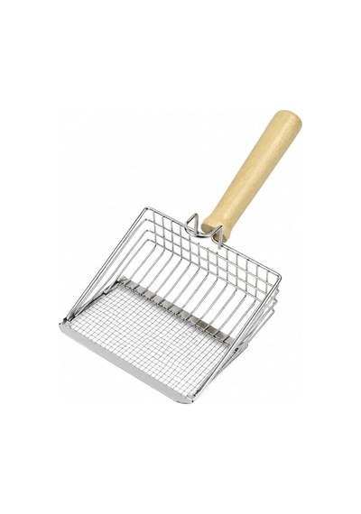 Metal Kedi Kumu Elek Kürek - Ahşap Saplı Paslanmaz Kedi Kumu Küreği - İnce Tel Elek Yapılı Hijyenik Kedi Tuvalet Temizleme Küreği - Dayanıklı Ve Pratik - 26 Cm