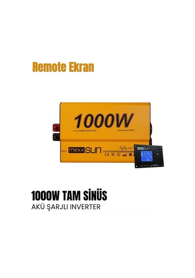 Mexxsun Akü Şarjlı Ups Tam Sinüs Inverter 1000w 12v - 20ah Remote Ekran -1966