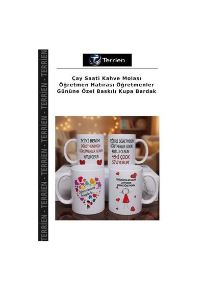 Çay Saati Kahve Molası Öğretmen Hatırası Öğretmenler Gününe Özel Baskılı Kupa Bardak Çok Renkli