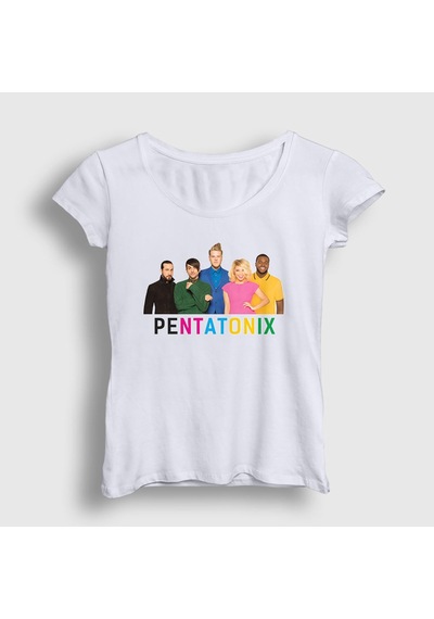Presmono Kadın Band Pentatonix T-shirt Beyaz