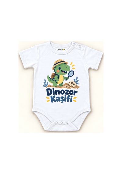 Babylimon Dinozor Kaşifi Beyaz Kısa Kollu Çıtçıtlı Bebek Zıbını Beyaz - Dinozor Kaşifi - 928161951 Beyaz - Dinozor Kaşifi