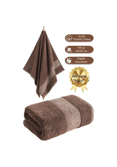 %100 Cotton Saç Havlusu Maura 50x90 Cm Kahve