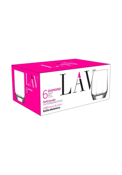 Lav Diamond Cam Likör Bardağı 6'lı 80 ml (Şerbet Bardağı , Mini Tatlı Servis )