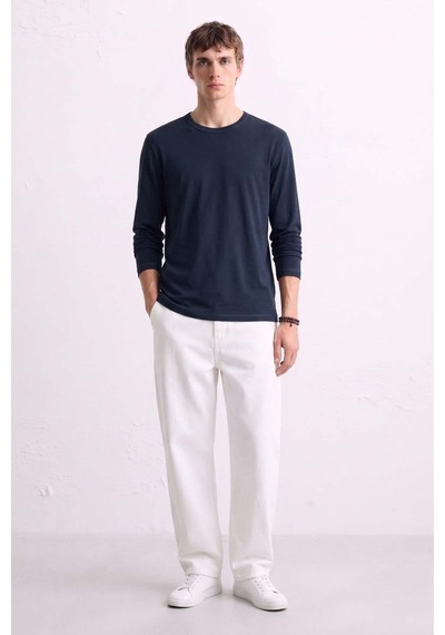 Barrels And Oıl Erkek Bisiklet Yaka İnce Sweatshirt 5074 - İndigo İndigo