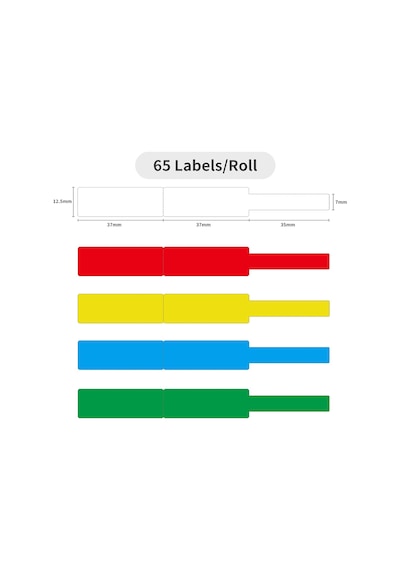 Termal Kablolu Etiketler, 12,5 X 109 Mm Etiket Yazıcısı, Termal Kağıt, D110 D11 D101 H1s Etiket Yazıcısı İle Uyumlu, 65 Etiket / Rulo Sarı