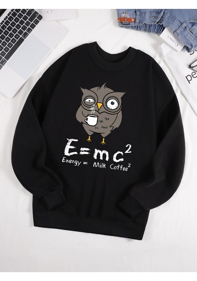 Startmore Startmorebaykuş İçme Kahve Ve Geç Kalma Desen Erkek Kazak Sonbahar 0-boyun Kazak Hip Hop Giysileri Uni Siyah