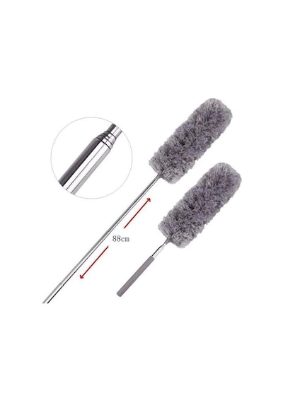 140 Cm Teleskopik Uzatılabilir Mikrofiber Yumuşak Başlıklı Gri Toz Alma Fırçası Toz Püskülü Lisinya