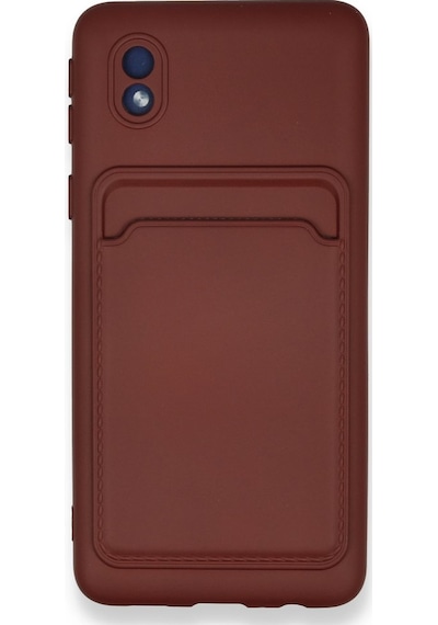 Samsung Uyumlu Galaxy A01 Core Kılıf Kart Hazneli Esnek Kelvin Silikon Kapak Bordo