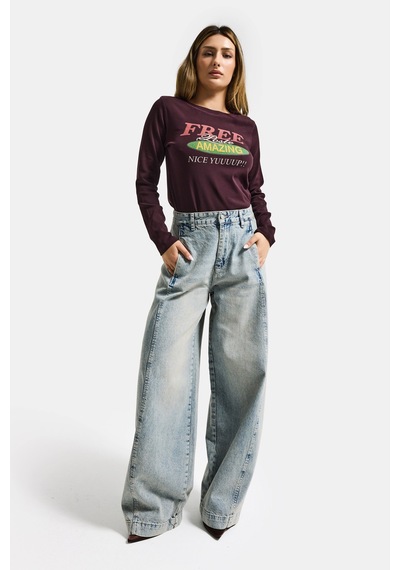 Itsbasic Kadın T.kot Rengi 4s6-65 Süper Palazzo Fit Yandan Cepli Denim Jean
