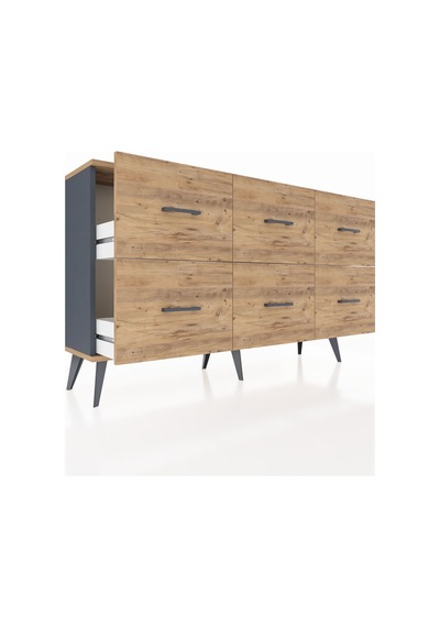 Arges Konsol 6 Çekmeceli 132x30x83 Antrasit-çam/çam Çam/çam Arges Konsol 6 Çekmeceli 132x30x83 Antrasit-çam/çam Çam/çam