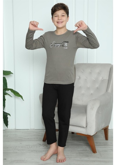 Akbeniz Erkek Çocuk Penye Pijama Takım 20418 Vizon