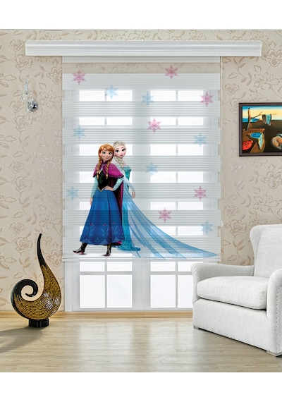 Perdecizade Enxboy Elsa Anna İkilisi Dijital Baskılı Zebra Perde-cocuk Odası-stor Perde Renkli