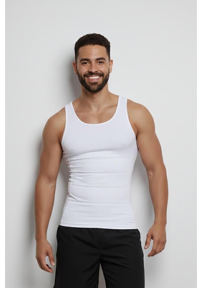 Fit Women Erkek Atlet Korse Bel Göğüs Göbek Korse 6050 Beyaz