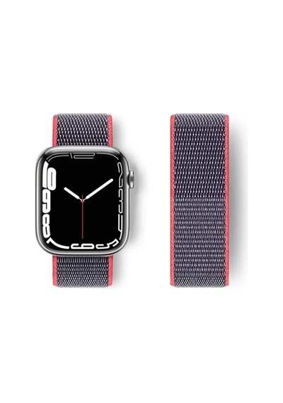 Apple Watch 42mm Uyumlu Hasırlı Cırtcırtlı Kordon - Pembe