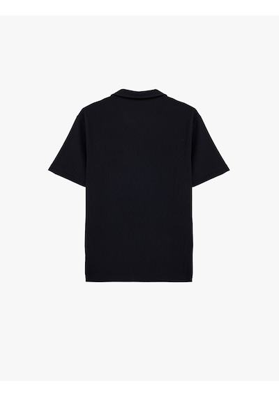 Koton Regular Fit Kısa Kollu Dokulu Polo Yaka Tişört Lacivert 6sam10068mk