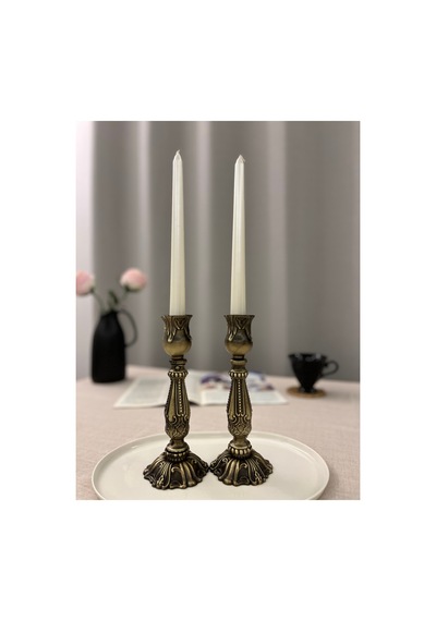 Barok İnci Eskitme Gold 2'li Şamdan & Mumluk Dekorasyon Seti Eskitme Gold - 822304147 Eskitme Gold