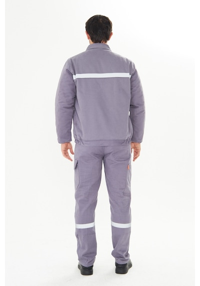 Orange Safety İş Takımı Mont+pantolon 7/7 Gabardin %100 Pamuk Kapitoneli Reflektörlü Gri