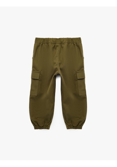 Koton Cep Detaylı Rahat Kesim Pamuklu Gabardin Jogger Kargo Pantolon Haki 7wmb40023tw