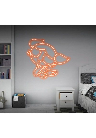 Power Puff Girls Bubbles Figürlü Neon Tabela Turuncu