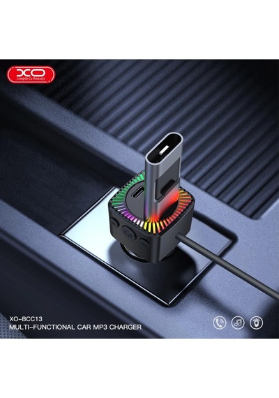 Bcc13 Çok Fonksiyonlu Araç Şarj Adaptörü - Led Işıklı Çift Usb Çıkışlı - 5v3.1v Ortam Aydınlatmalı