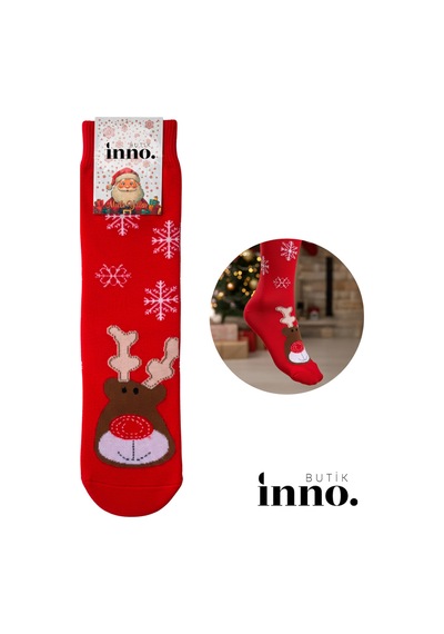 Inno Yılbaşı Desenli Noel Babalı Hediyelik Kraft Kutulu Çorap Tekli Çok Renkli Inno Yılbaşı Desenli Noel Babalı Hediyelik Kraft Kutulu Çorap Tekli Çok Renkli