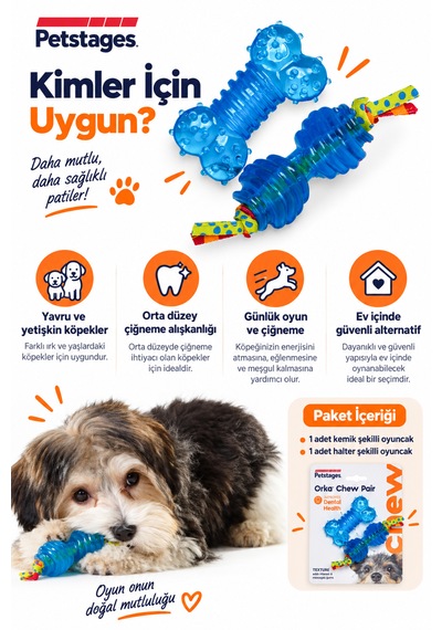 Petstages Orka Chew Pair 2 Pack İkili Kemik Şeklinde Köpek Çiğneme Oyuncağı