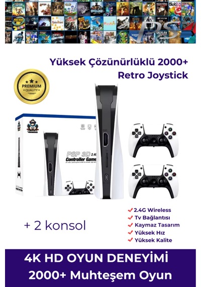 Taşınabilir Çift Kol 30.000 Atari Oyunlu 2.4g Kablosuz Oyun Konsolu 4k Game Stick Retro Konsol