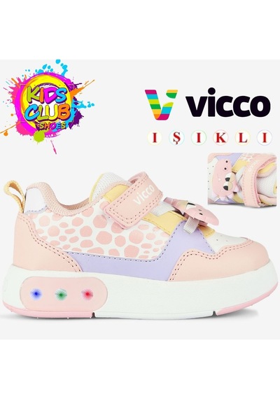 Vicco Borka Işıklı Ortopedik Çocuk Spor Ayakkabı Pudra