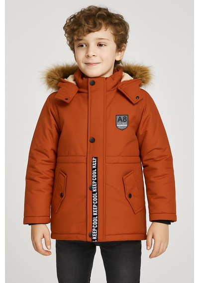 Mika Kids Kiremi Renkli Su Geçirmez Erkek Çocuk Montu Kiremit