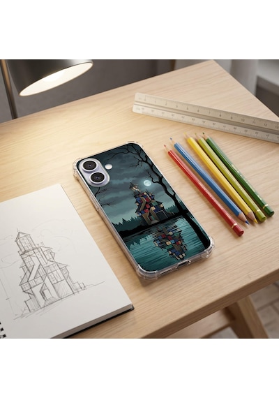 Printify Tecno Spark7t İle Uyumlu Simya Serisi Gölge Ve Cam Tasarımlı Uv Baskılı Köşe Korumalı Antişok Kılıf Şeffaf