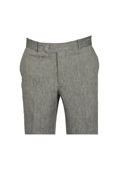 Cengiz İnler Yan Cep Fermuarlı Kırçıllı Keten Pantolon Slim 001