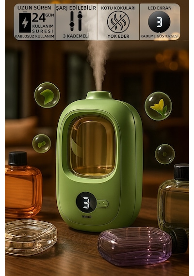 Mioji Smell 2x Yeni Nesil Şarjlı Otomatik Oda Kokusu Makinesi Yeşil - Hilton Hilton Kokusu