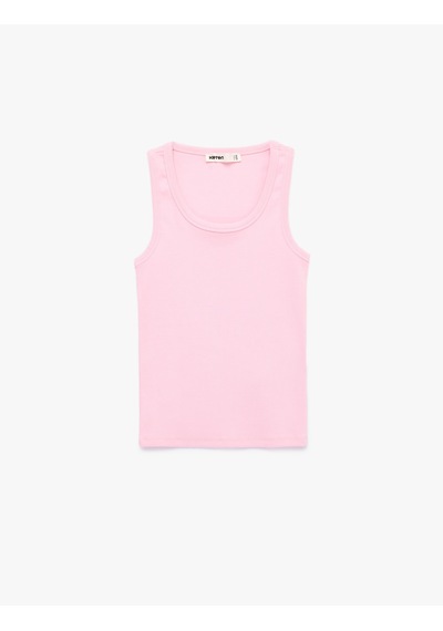 Koton Pamuklu Kaşkorse Slim Fit U Yaka Fitilli Atlet Pembe 6sak10387ek Gül