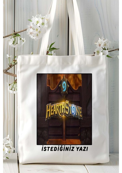 Art Hediye Hearthstone Oyun Baskılı Bez Çanta Omuz Çantası Kişiye Özel Model 48 Çok Renkli