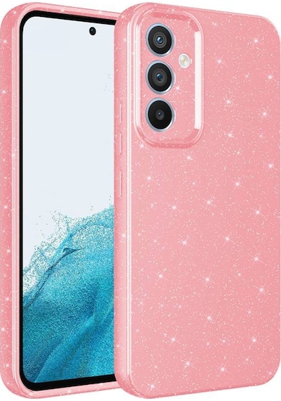 Samsung Uyumlu Galaxy A34 Kılıf Kamera Korumalı Simli Lüks Koton Kapak Pembe