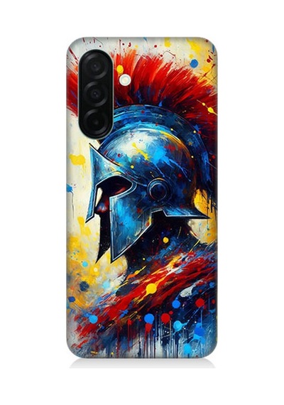 Samsung Galaxy A56 Uyumlu Kızıl Miğferli Savaşçı Desenli Silikon Kılıf Çok Renkli
