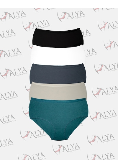 Alya Underwear Kadın Büyük Beden Külot Battal Full Brief, Yüksek Bel 5xl, 6xl, 7xl 5 Farklı Renk 1 Pakette P10