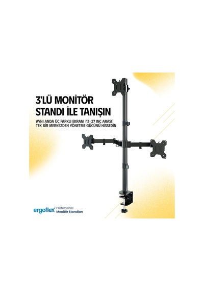 Ef53 Steel Design 2-8 Kg Üç Ekran Montaj Asansörlü 13-27inch Monitör Standı