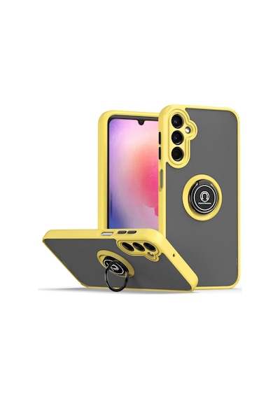 Trendexa Samsung Galaxy A05s Uyumlu Kılıf Montreal Yüzüklü Silikon Kapak - Sarı Mac