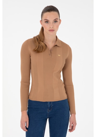 U.S. Polo Assn. Kadın Camel Polo Yaka Kazak 50297087-VR015