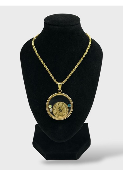 Arnes Jewelry Çelik Çeyrek Altın Takılabilir Nazar Boncuklu Kolye Ar607nes Gold