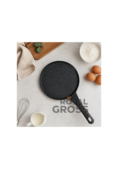 Döküm Krep Tavası Yapışmaz Granit Kaplama Gözleme Bazlama Krep Ve Pancake Tavası Siyah