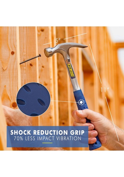 Estwing E3/12s 12 Oz Rip Hammer With Blue Vinyl Shock Reduction Grip, Gümüş, Ounces