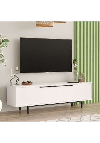 Bohem Tv Ünitesi 160cm Sehpası Metal Ayaklı Beyaz Boh1-w Beyaz