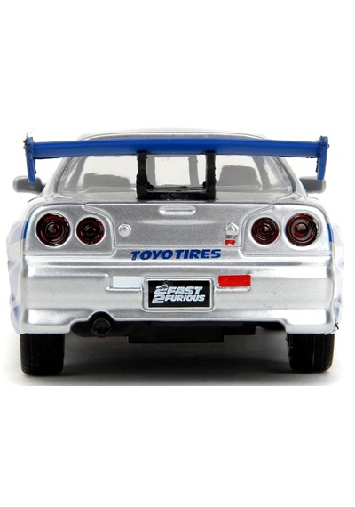 Jada 1/32 Fast And Furious Brian's Nissan Skyline Gt-r R34 Dikkat Uzunluk 12cm Gümüş