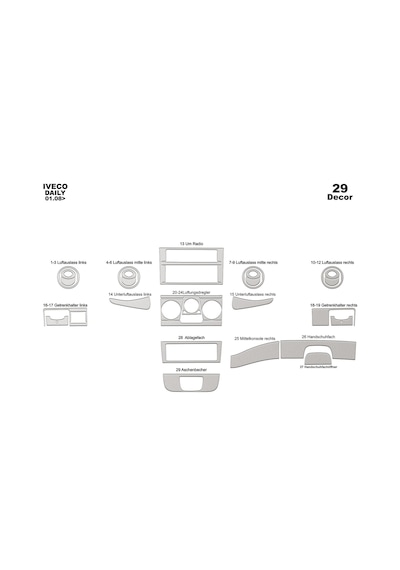 Iveco Daily Torpido Kaplama 2008- 29 Parça Alüminyum