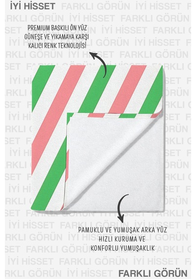 Çizgili Modern Mikroplaj Havlusu - Pastel Yeşil Pembe Minimalist Hızlı Kuruyan Mikrofiber Havlu Gölgeli Akasya