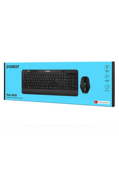 Kablosuz Klavye - Mouse Seti Siyah Usb - Sessiz - Switch Q Klavye Km-2620 5286