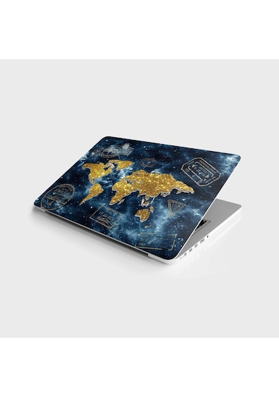 Laptop Sticker Bilgisayar Notebook Pc Kaplama Etiketi Altın Dünya